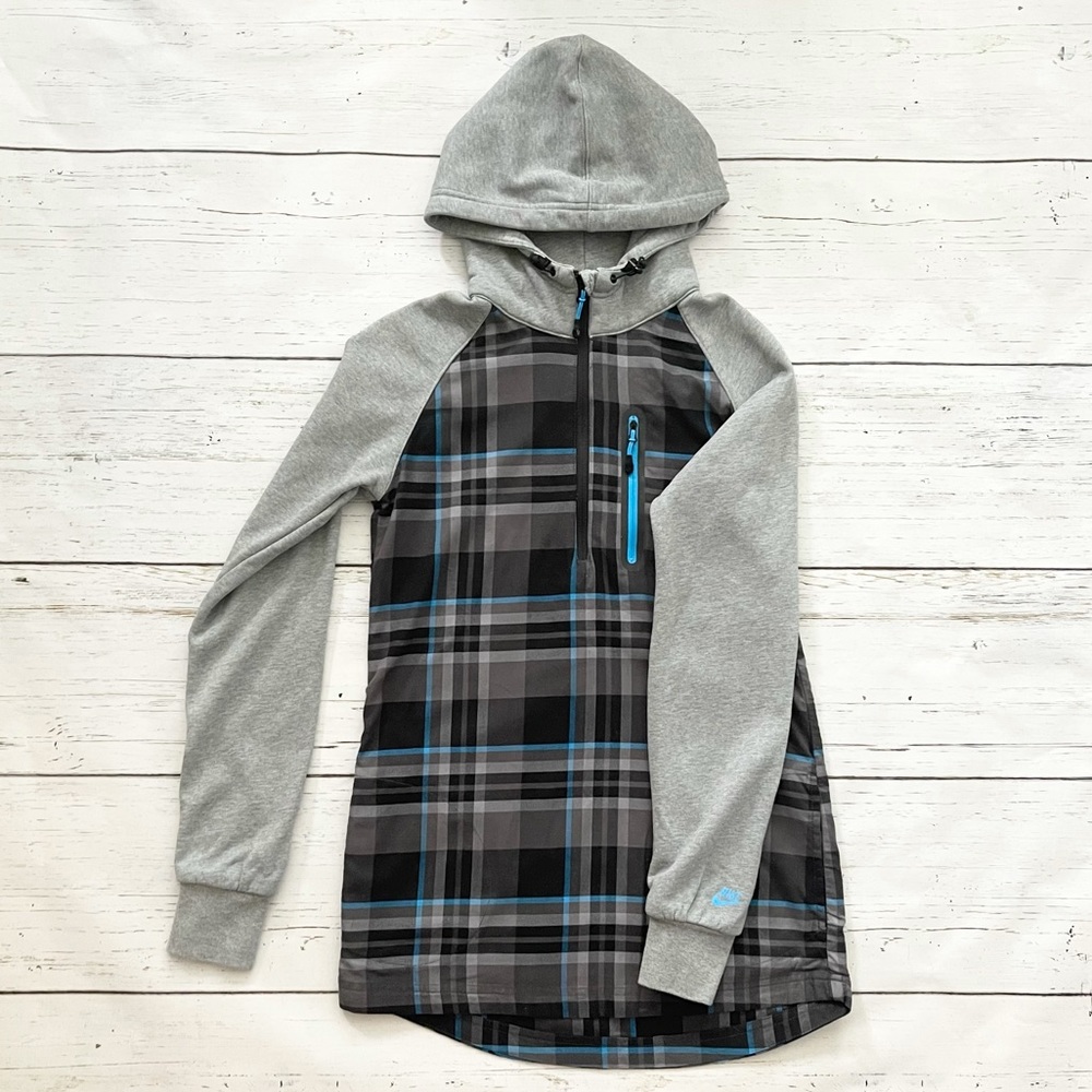 NIKE Plaid Hooded Pullover